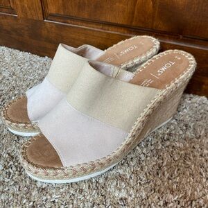 Toms Monica Wedge Sandal Natural Shimmer Womens Size 11